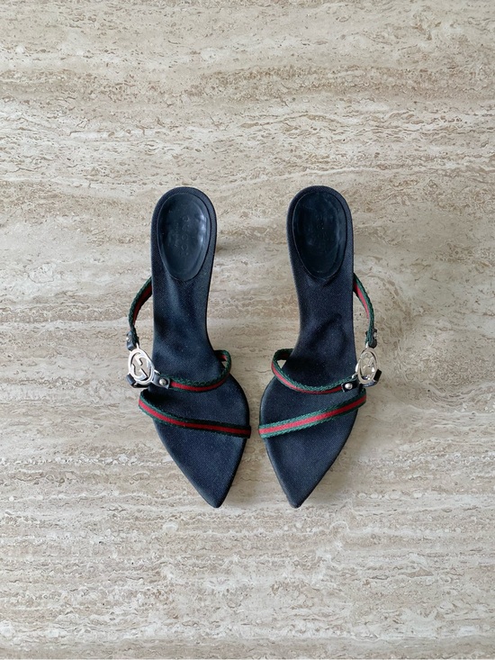 Gucci Shoes - Vintage Gucci Tom Ford-era Stripe GG Sandal Heels